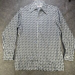 Vintage Richman Brothers Shirt Mens Large Geometric Arrow Print Disco 70s